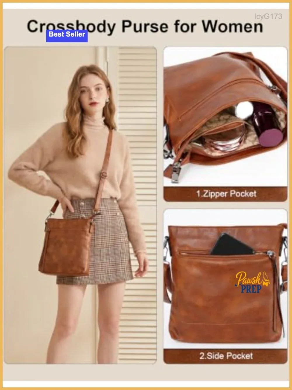 3-in-1 PU Leather Hobo Crossbody Shoulder Handbags for Women, Large Capacity